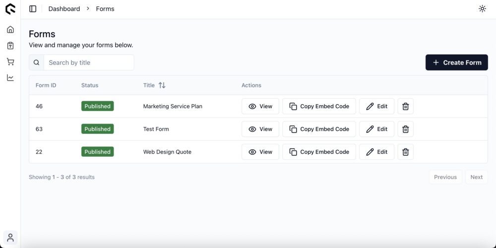 Quotify Forms Page